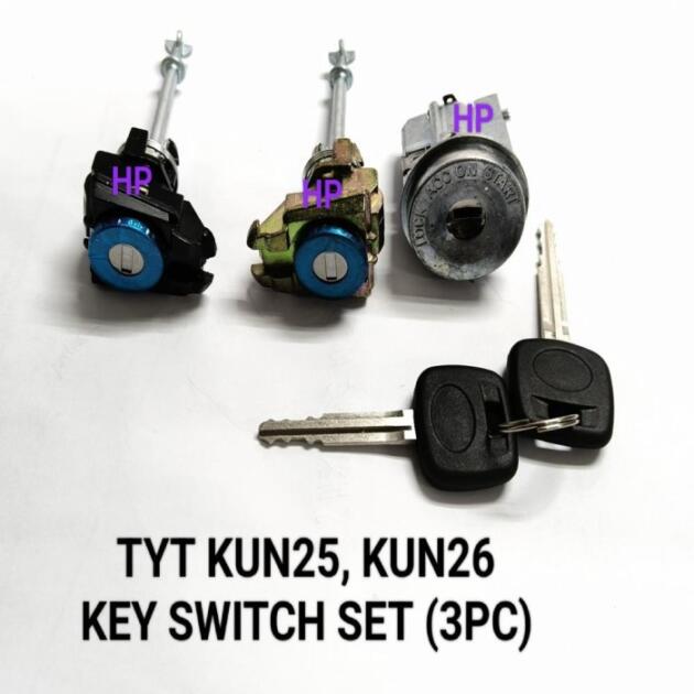 1804-65723 TOYOTA HILUX VIGO KUN25 3PCS (HEAD ONLY) IGNITION LOCK CYLINDER WITH DOOR LOCK